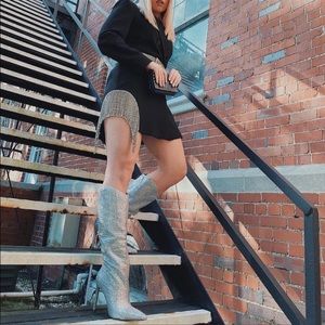 Steve Madden Violetta-R Rhinestone Heeled Boots Size 6.5